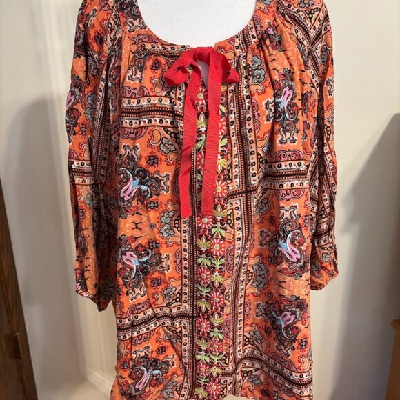 ONE WORLD Multicolor Blouse (100% Rayon) - 3x - Picture 1 of 10